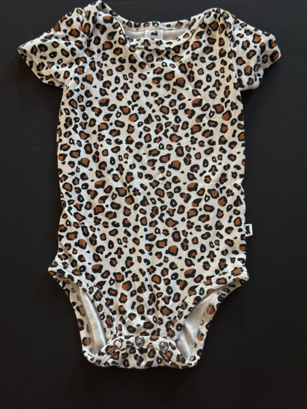 Leopard Print Baby Onesie - White & Brown